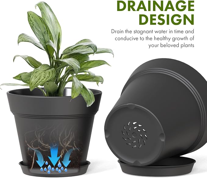 6 Inch Thick Plastic Plant Pots - Image 4
