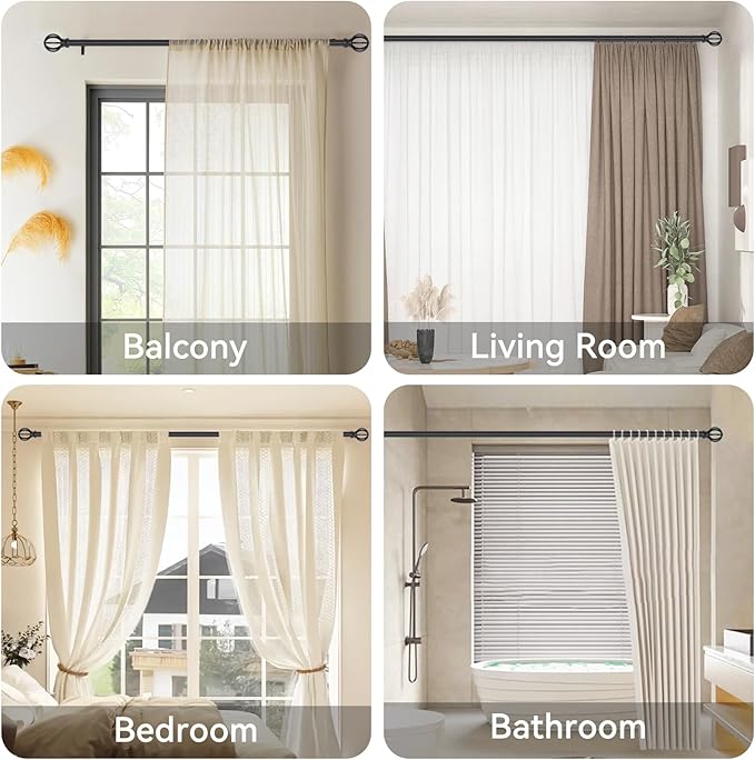 Black Curtain Rods for Windows 28 to 48 Inch, 5/8" Diameter Heavy Duty Metal - Image 6