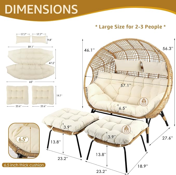 NICESOUL Modern Double Egg Chair - Image 2