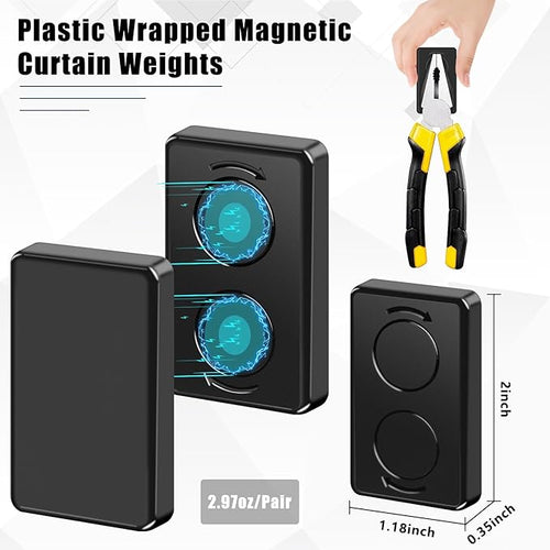 18 Pcs Outdoor Curtain Weights, Plastic Wrapped Magnetic Drapery Weights - Image 2