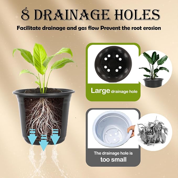 100 Packs 5 Inch Nursery Pots, 4 5 6 Inches Plastic Nursery Pots - Image 3