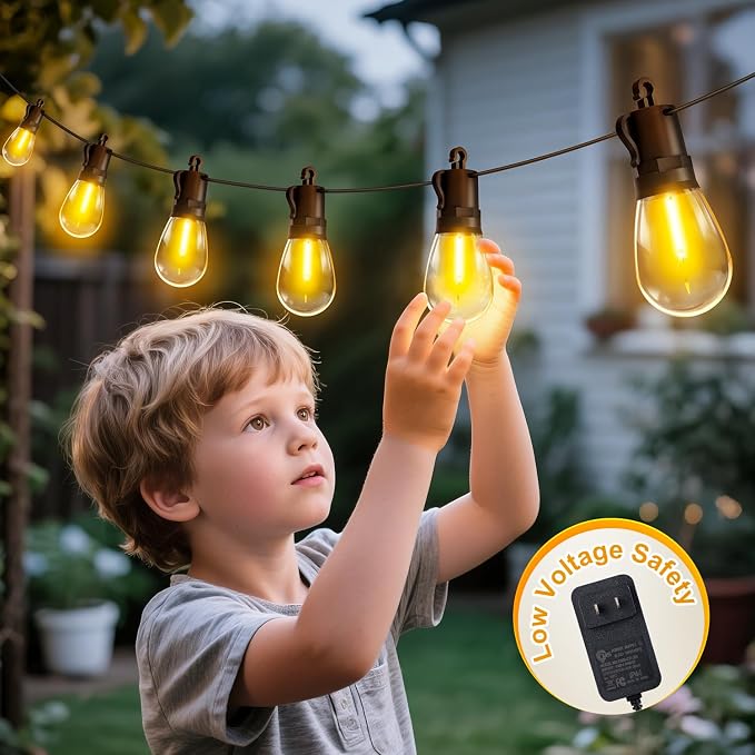 Outdoor String Lights Patio LED Light Outside - 20M 18+1 S14 LED 65ft Porch - Image 5