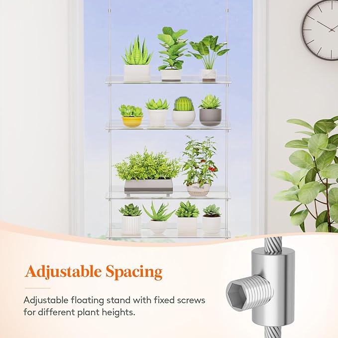 Lifewit 2-Tier Window Plant Shelves 15", Acrylic Adjustable Hanging Floating - Image 6