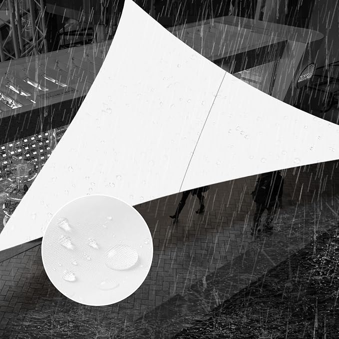 SUNNY GUARD Waterproof Sun Shade Sail 10'x12'x15.6' White Right Triangle UV by SUNNYGUARD
