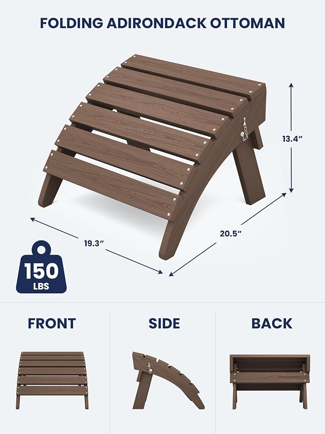 KINGYES Folding Adirondack Ottomans Set of 4 - Image 2