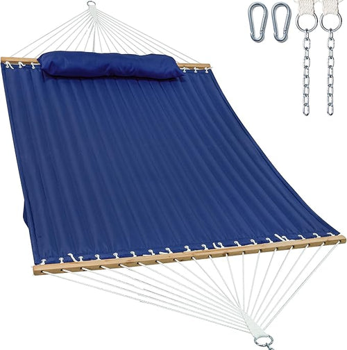 2 Person 12FT Hammocks for Outside, Double Quilted Fabric Outdoor Hammock by GafeteOutdoorLiving