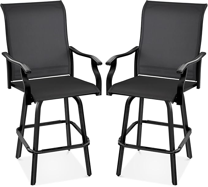 Best Choice Products Set of 2 Swivel Barstools, Bar Height Outdoor Chairs by BestChoiceProducts