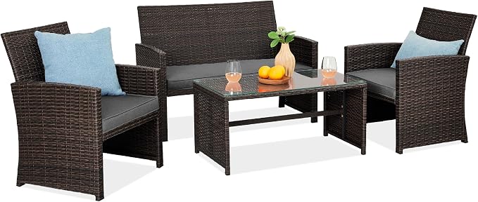 Best Choice Products 4-Piece Outdoor Wicker Patio Conversation Furniture Set by BestChoiceProducts