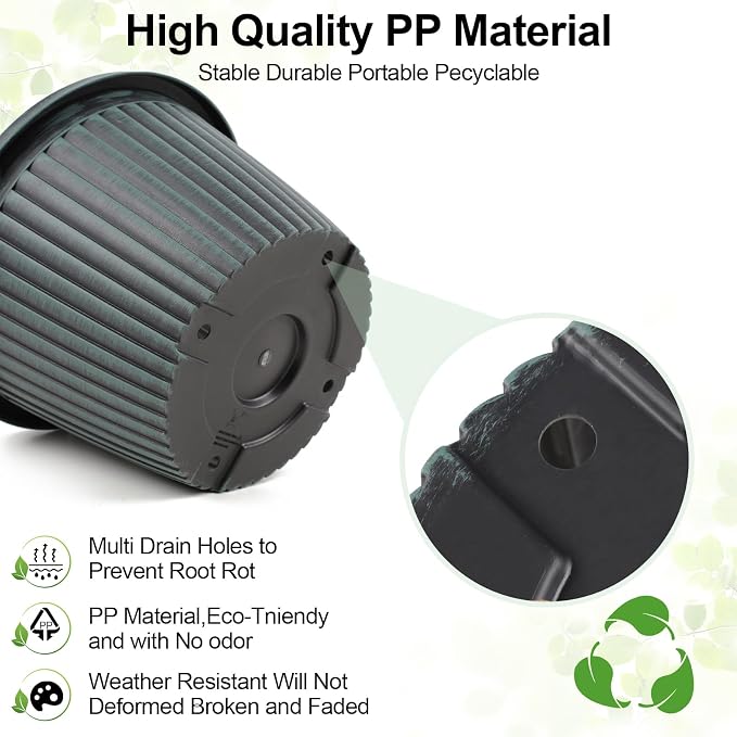 Large-Planter-Indoor-Outdoor Plant Pots, 12 inch 4 Pack Plastic Flower Pots - Image 7