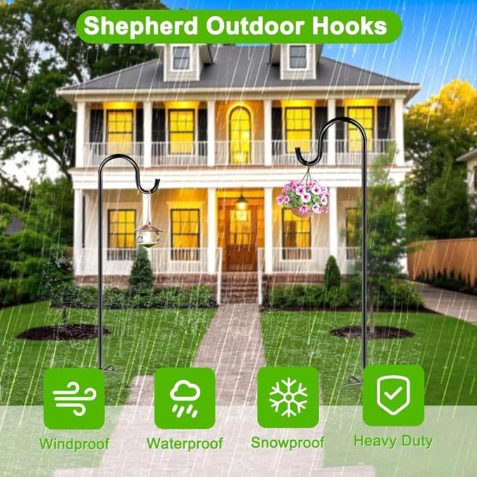 84" Shepherds Hooks for Outdoor, Heavy Duty Bird Feeder Pole - Image 7
