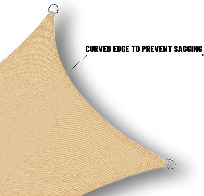 SUNNY GUARD Waterproof Sun Shade Sail 8' x 8' Sand Rectangle UV Block Sunshade - Image 4
