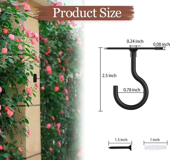 2.5in Ceiling Hooks for Hanging Plants 20Pack Black - Image 2
