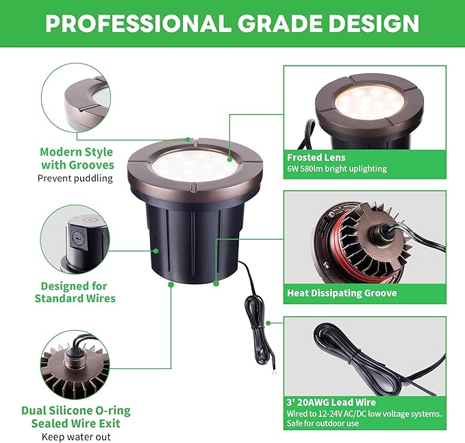Well Lights Low Voltage, 12V In Ground LED Landscape Lights, IP67 Waterproof - Image 6