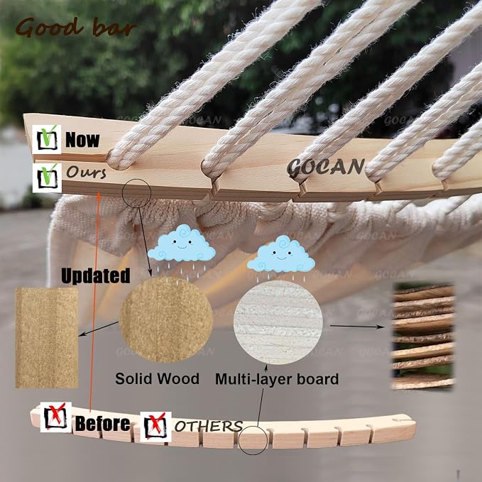 Double Hammock 2 Person Extra Large 220x150cm Total Length 330cm Load 500lb - Image 6