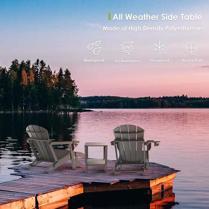 GREENVINES Adirondack-Outdoor-Side-Table | Set of 2 | 14 x 13 Inches | HDPE - Image 6