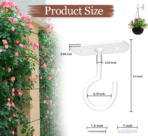 2.5in Ceiling Hooks for Hanging Plants 2Pack White - Image 2