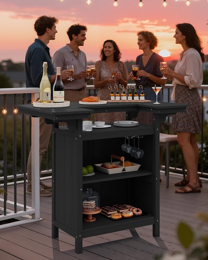 SERWALL Outdoor Bar Table, Patio Bar Cabinet - Image 9