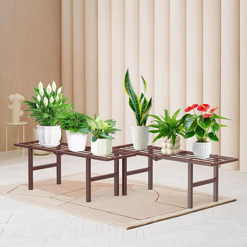 2 Pack Metal Plant Stand Outdoor Indoor, 1 Tier Folding Tiered Flower Plant - Image 2