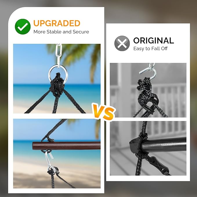 ONCLOUD Hammock Chair Hanging Swing Seat Air Deluxe Rope Through Beech Wood Bars - Image 3