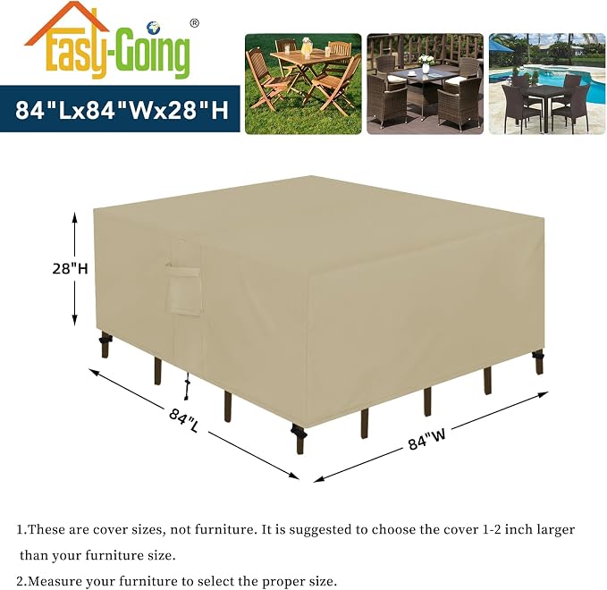 Easy-Going Square Patio Furniture Waterproof Outdoor Dining Table and Chair - Image 2