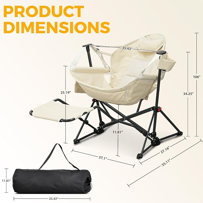 Ainfox Hammock Chair with Footrest, Oversized Swinging Portable Folding Camping - Image 2