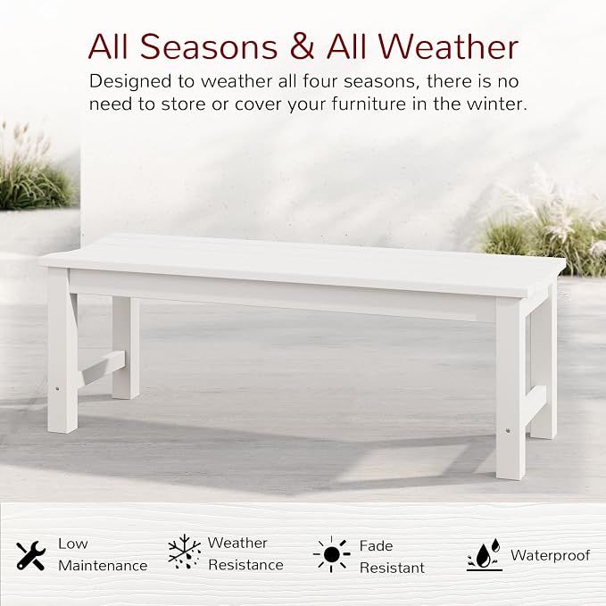 Stoog Outdoor Bench, 2-Person Patio Backless Bench, Outdoor Benches Weatherproof - Image 4