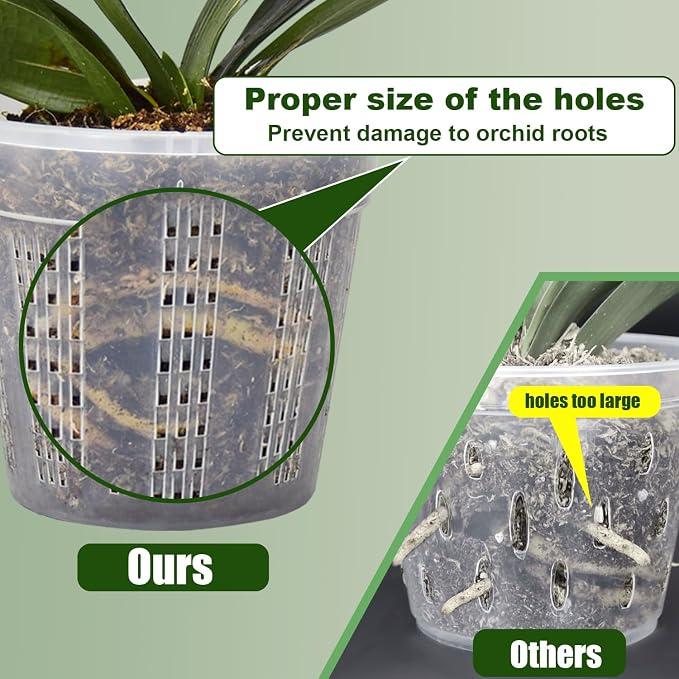 Orchid Pot with Saucers, 6 Packs of 4.3" Orchid Pots with Holes, Orchid Pots - Image 4