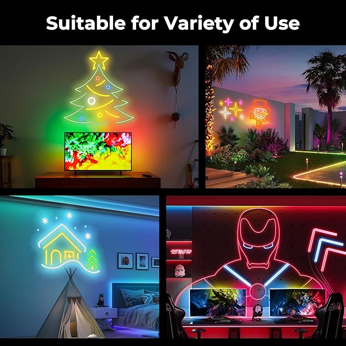 65.6FT LED Neon Rope Lights, Flexible Led Rope Lights Control - Image 7