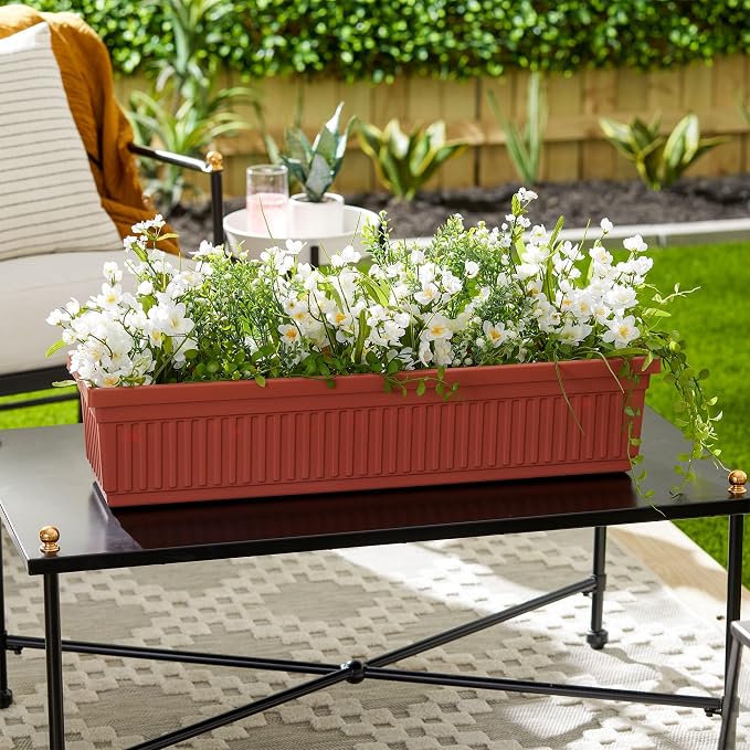 HC Companies 30 Inch Long Fluted Venetian Garden Window Container Planter Box - Image 4