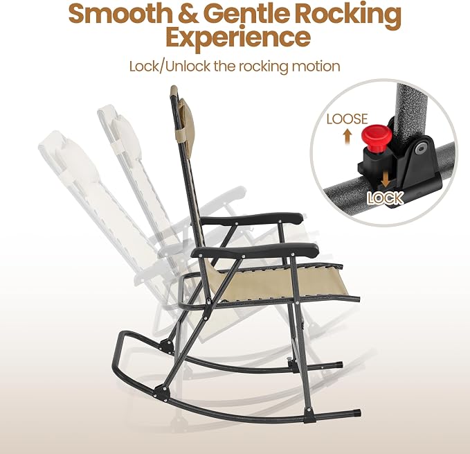 Yaheetech 26in Rocking Chair Outdoor Zero Gravity Folding Chairs Rocking Chairs - Image 5
