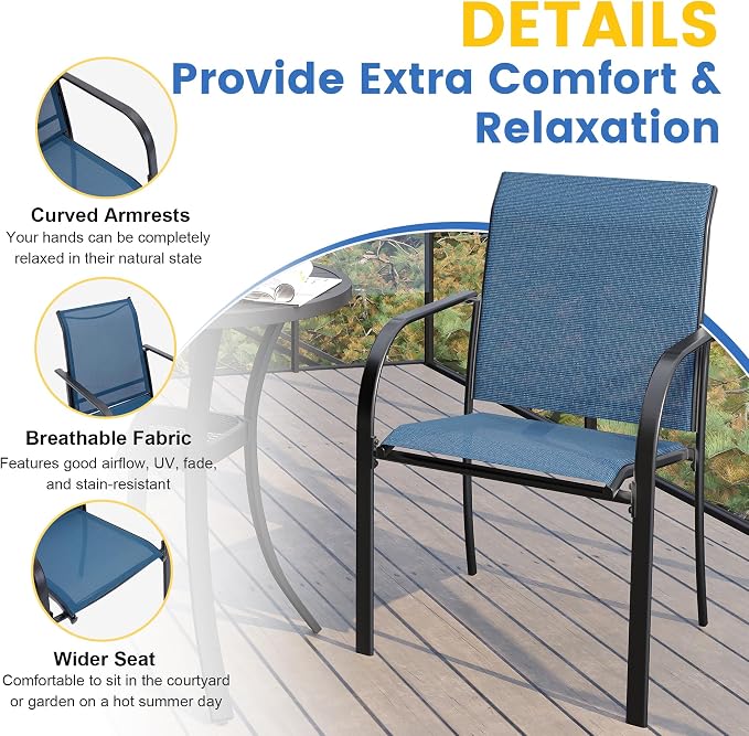 VICLLAX Patio Table and Chair Set of 6, All Weather Metal Round Outdoor Dining - Image 3