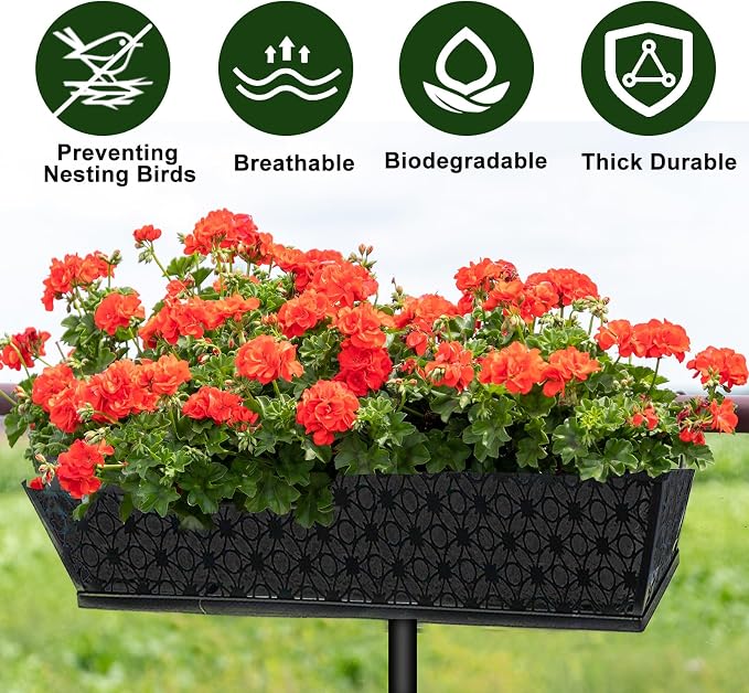 4PCS 30Inch Rectangle Window Box Liner Felt Planter Basket Liner Insert Black - Image 3