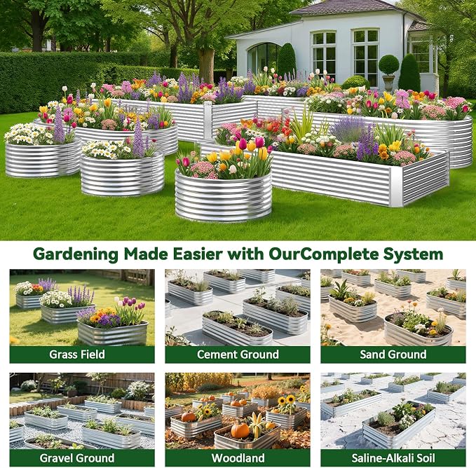 4 Pack Raised Beds for Gardening, Corrugated Galvanized Steel Raised Garden Bed - Image 7