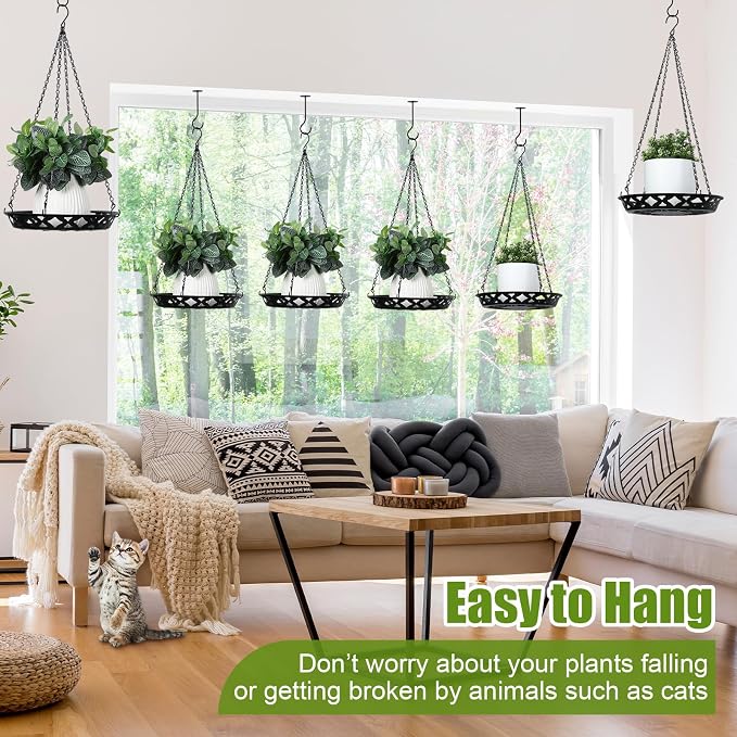 Enhon 6 Pack Metal Hanging Planter, 12 Inch Indoor Outdoor Plant Hanger - Image 5