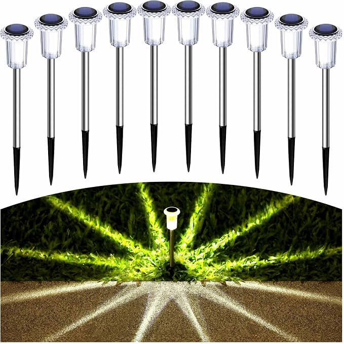 Solar Lights Outdoor 10 Pack Solar Pathway Lights Outdoor LED Waterproof - Image 8