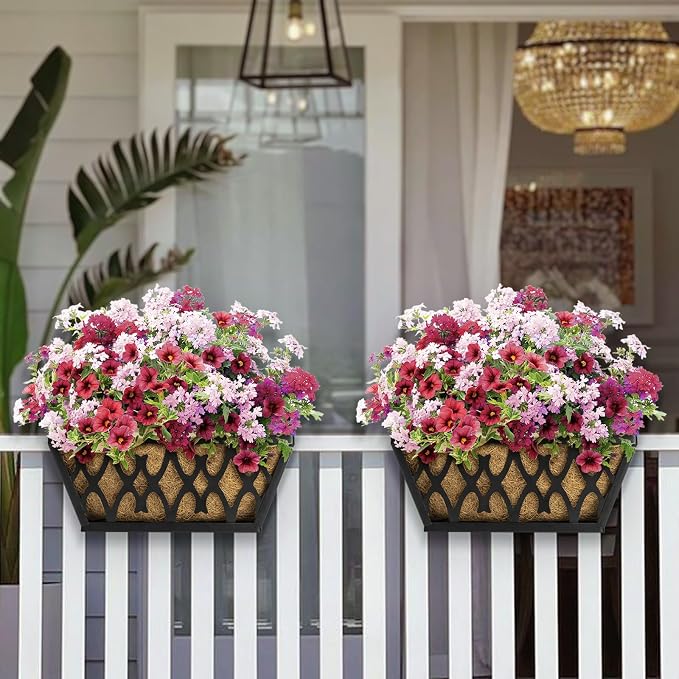 2 Pack 16 Inch Window Boxes Planters Railing Planter Box - Image 4
