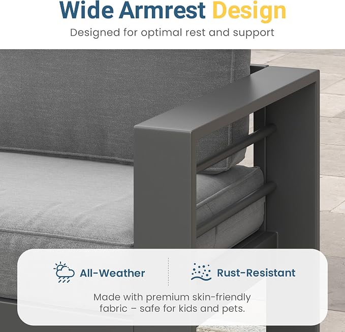 Wisteria Lane 7 Seats Aluminum Outdoor Patio Furniture Set - Image 4