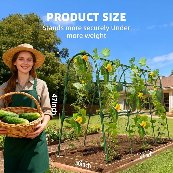 Cucumber Trellis for Raised Bed, U-Shape Garden Arch Metal Support for Climbing - Image 4