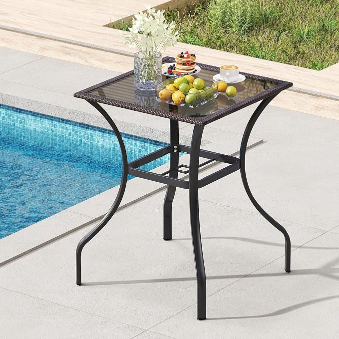 Tangkula Bistro Bar Table, 28.5" Square Bar Height Bistro Table w/ 2" Umbrella by TANGKULA