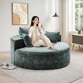 Oversized Round Chaise Longue Chair Indoor, Modern 55-inch Upholstered Chenille by Antetek