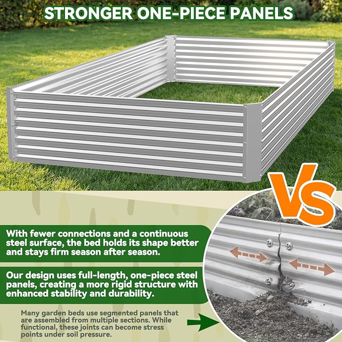 3 Pack Raised Beds for Gardening, Corrugated Galvanized Steel Raised Garden Bed - Image 4