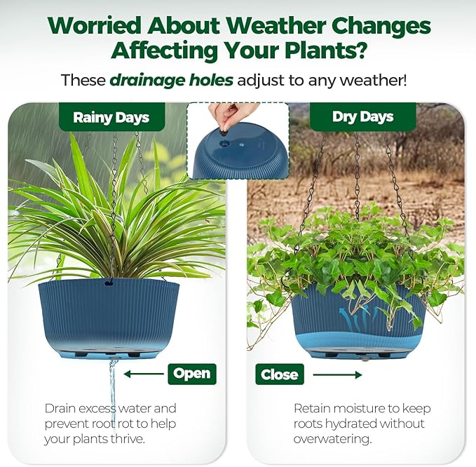 T4U 10 Inch Hanging Planters for Indoor Outdoor Plants, Hanging Baskets for - Image 5