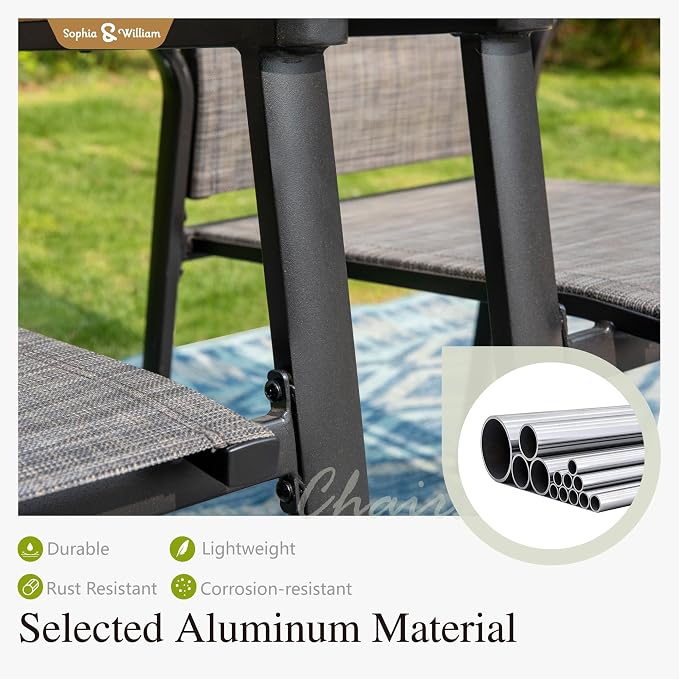 Sophia & William Patio Dining Set 5 Pieces, 4 Stackable Aluminum Textilene - Image 2