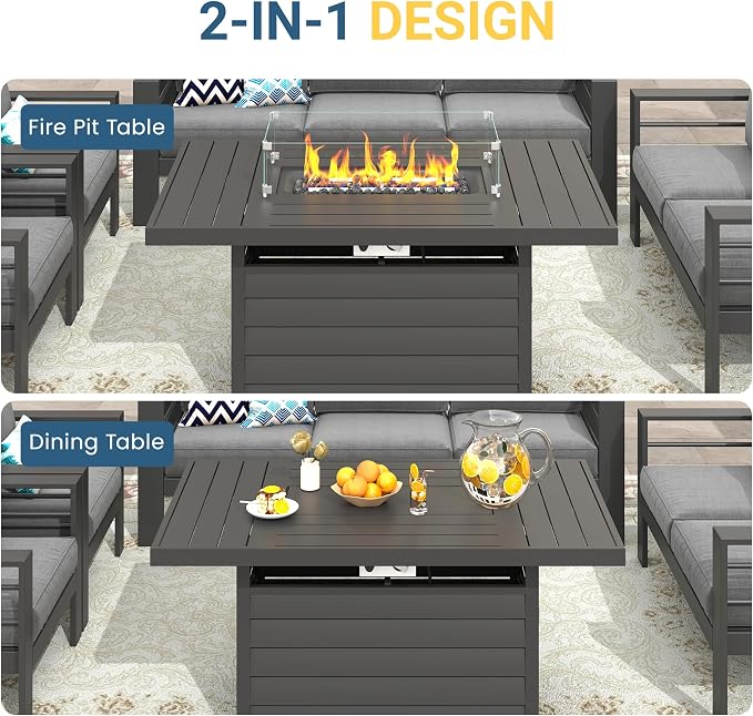 Wisteria Lane 7 Seats Aluminum Outdoor Patio Furniture Set - Image 8