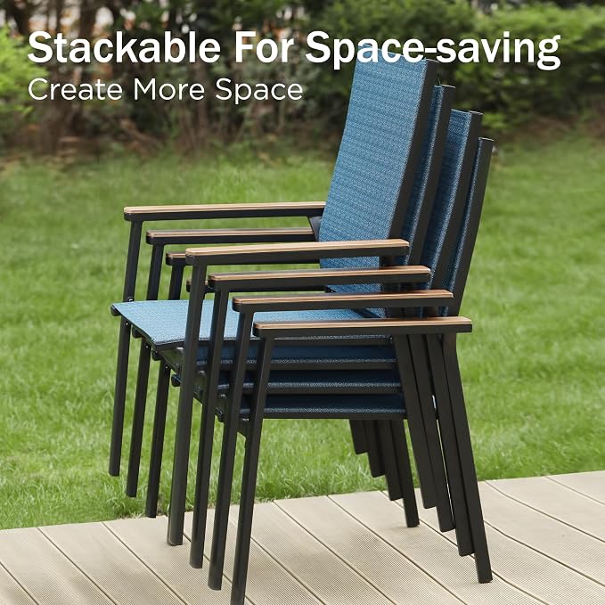 PHI VILLA 7 PCS Patio Dining Set, Metal Outdoor Furniture - Image 2