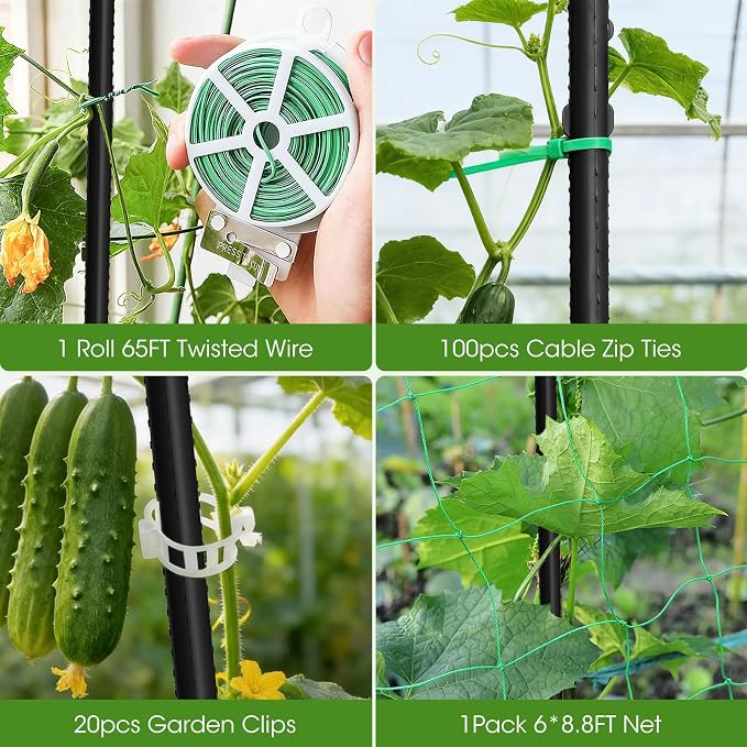 Cucumber Trellis for Raised Bed, U-Shape Garden Trellis for Climbing Plants - Image 9