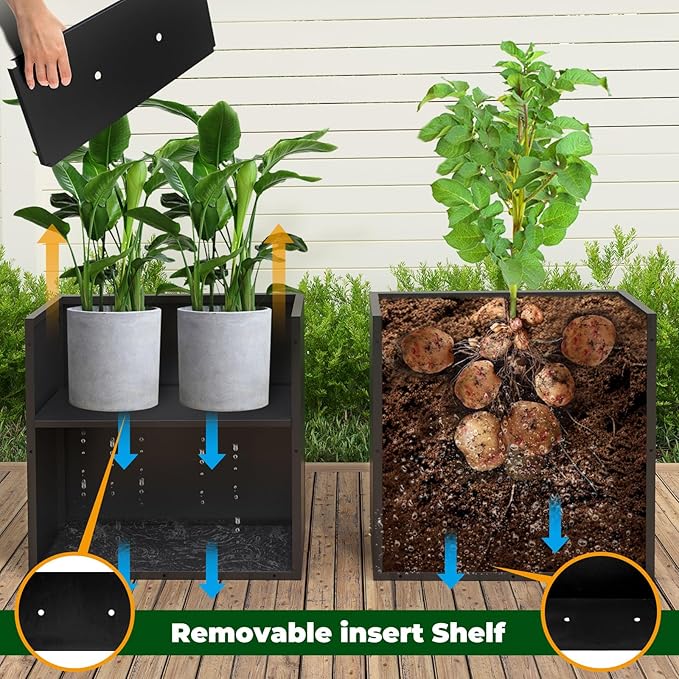 Black Steel Metallic Heavy Planter 30" x 12" x 24" - Image 6