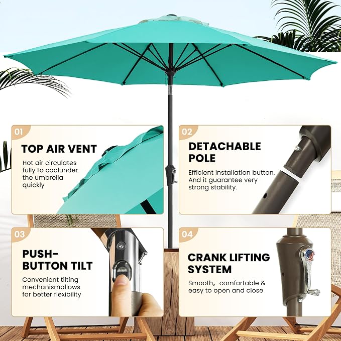 Ayge 9FT Large Outdoor Patio Umbrella Market Table Umbrella-UV Resistant - Image 2