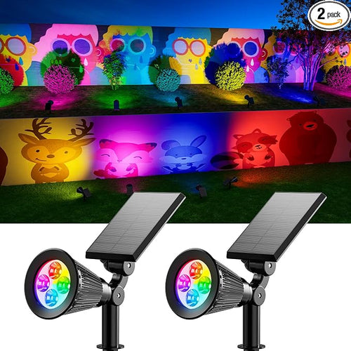 2 Pack Color Changing Solar Spotlights Outdoor by FALOVE
