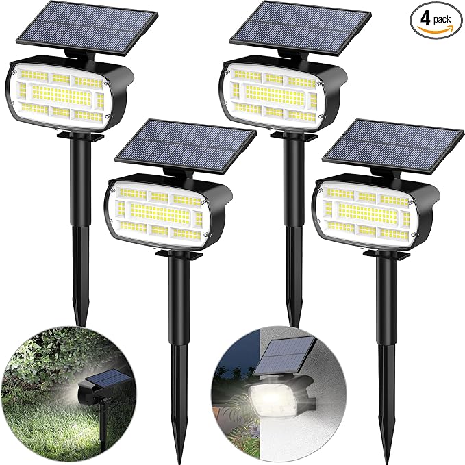 Fabrito Large Solar Spot Lights Outdoor 4 Pack, 1000 Lumens High Brightness by Fabrito